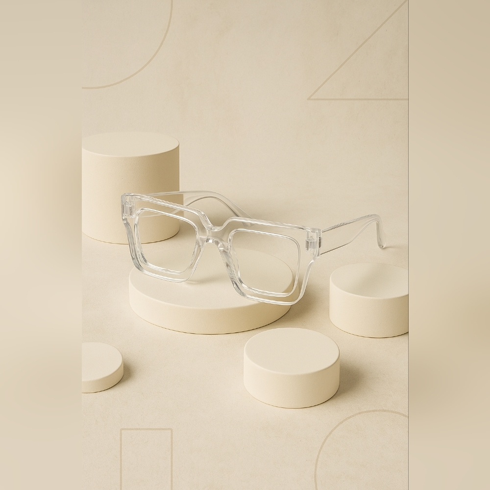Oversized Clear Transparent Square Eyeglasses – Trendy Minimalist Frames